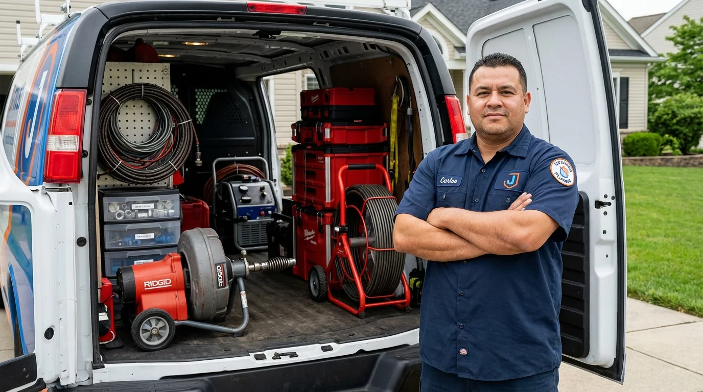 Professional drain cleaning equipment and Johns Plumbing LLC plumber in Holt