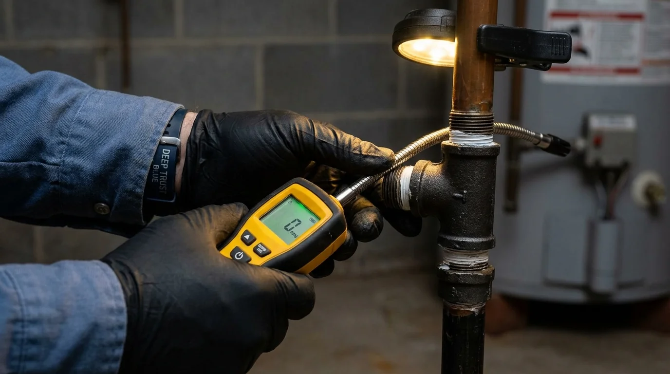 Gas leak detection with electronic sniffer by Johns Plumbing LLC in Holt