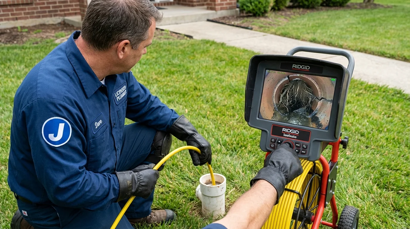 Sewer camera inspection being performed by Johns Plumbing LLC in Holt
